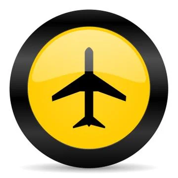 Plane black yellow web icon Ilustración de archivo