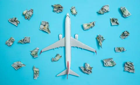 Plane on a blue background Stock Photos
