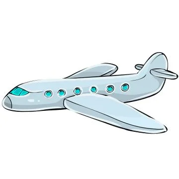 Plane in blue color, isolated object on white background, vector illustration Illustrazione stock