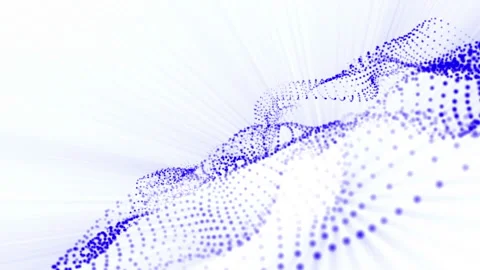 Plane of blue particles slowly oscillates against a white background. abstract a Stock Footage 97215682