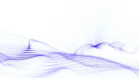 Plane of blue particles slowly oscillates against a white background. abstract a Stock Footage 97216112