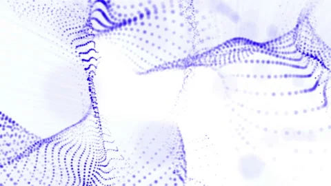 Plane of blue particles slowly oscillates against a white background. abstract a Stock Footage 97216346