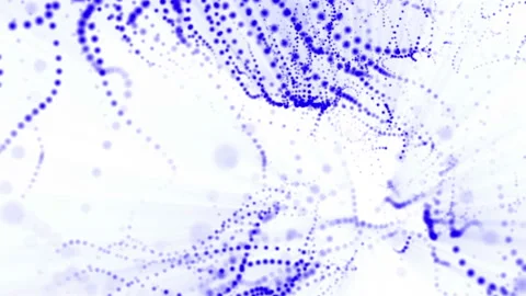 Plane of blue particles slowly oscillates against a white background. abstract a Stock Footage 97216896