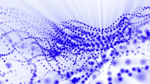 Plane of blue particles slowly oscillates against a white background. abstract a Stock Footage 97217011