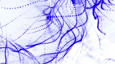 Plane of blue particles slowly oscillates against a white background. abstract a Stock Footage 97217355