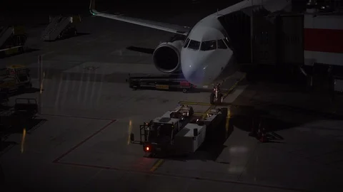 Plane boarding at night Stock Footage 99318500