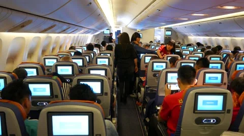 Plane captain loud announce during flight, approaching and land soon Video stock 58121742