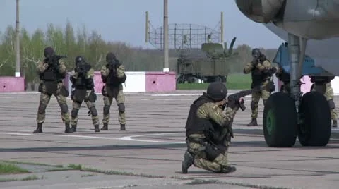 Plane CAPTURE by special troops Stock Footage 10931233