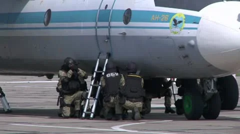 Plane CAPTURE by special troops Stock Footage 10931238