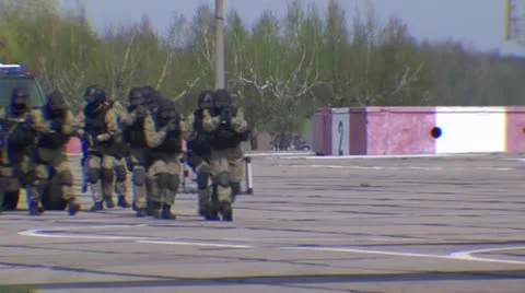 Plane CAPTURE by special troops Stock Footage 11016772