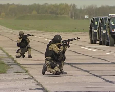 Plane CAPTURE by special troops Stock Footage 11039687