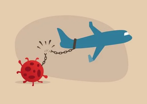 The plane is chained to the virus Stock Illustration