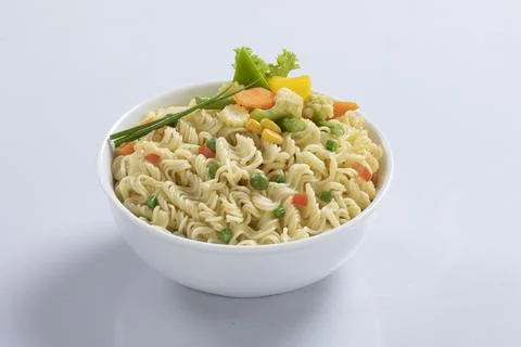 Plane, chicken, egg, beef, prawn instant noddle's isolated on white backgroun 写真素材