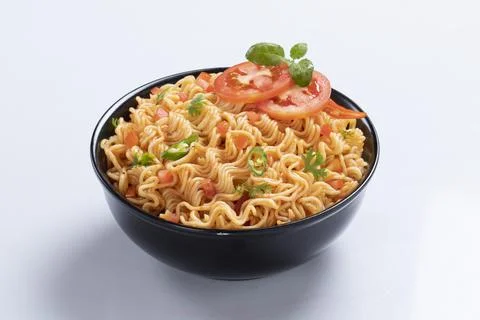 Plane, chicken, egg, beef, prawn instant noddle's isolated on white backgroun 写真素材