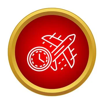 Plane with clock icon symbolizing flight schedule time Stock Illustration