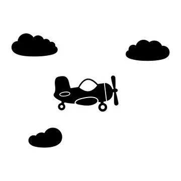 Plane in clouds icon. Airplane vector icon on white background Stock Illustration