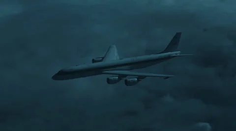 Plane in conditions of thunderstorm and atmospheric turbulence. Stock Footage 61460742