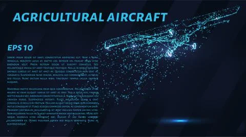 The plane consists of points. Particles in the form of agricultural aircraft  Stock Illustration