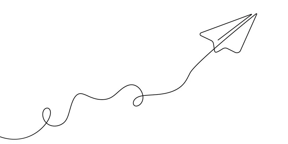 Plane continuous one line paper art travel outline icon sketch vector Illustrazione stock