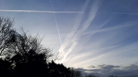 Plane Contrails Crossing Stock Footage 263885969