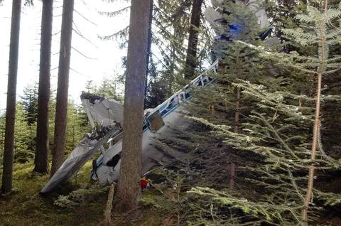 Plane crash after technical or human error 写真素材