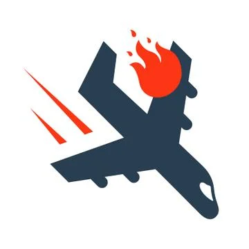 Plane crash due to a hot engine. Stock Illustration
