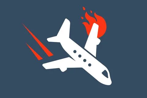 Plane crash due to a hot engine. Stock Illustration
