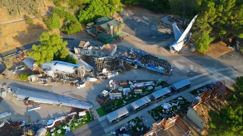 Plane Crash Movie Set at Universal Studios Hollywood, June 22, 2025 Stock Footage 315192053