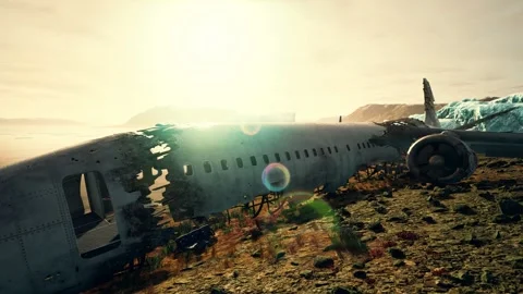 Plane crashed on a mountain 動画素材 250026617