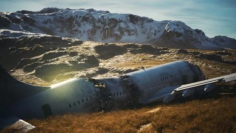 Plane crashed on a mountain Stock Illustration