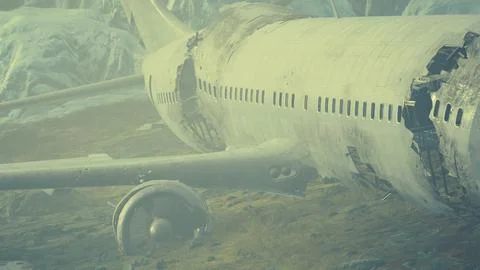 Plane crashed on a mountain Stock Illustration