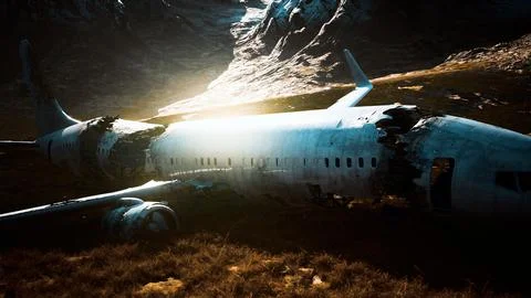 Plane crashed on a mountain Stock Illustration