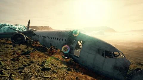 Plane crashed on a mountain Stock Illustration
