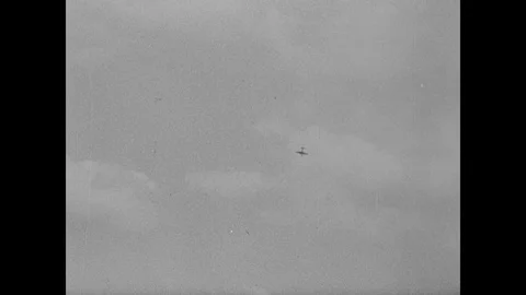 Plane crashes as German troops march past memorial to Verdun Stock Footage 103391173