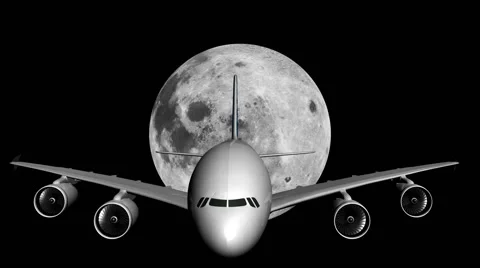 A plane crossing the face of the moon Stock Footage 40723972
