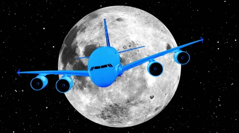 A plane crossing the face of the moon Stock Footage 40724016