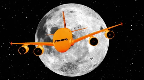 A plane crossing the face of the moon Stock Footage 40724039