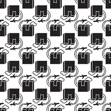 Plane delivery box pattern seamless vector Illustrazione stock