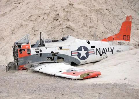 Plane deserted in the desert Stock Photos