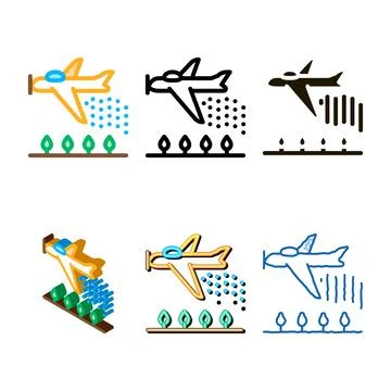 Plane designs spraying icon vector outline Stock Illustration