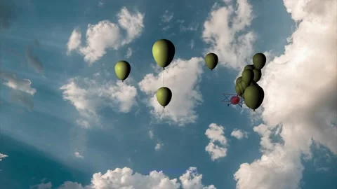 Plane distributing balloons Vídeo Stock 148348224