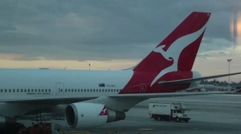 Plane Docked at LAX Stock Footage 48272143