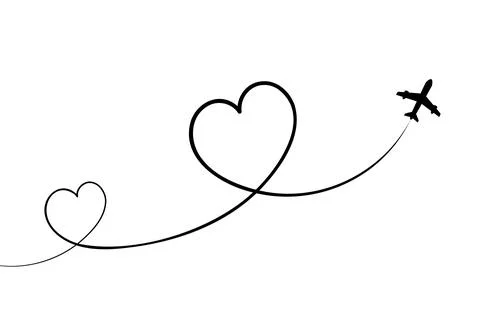 The plane draws a heart in the sky Stock Illustration