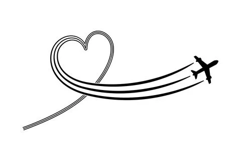 The plane draws a heart in the sky Stock Illustration