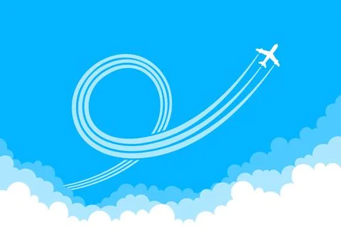 The plane draws a loop above the clouds Stock Illustration