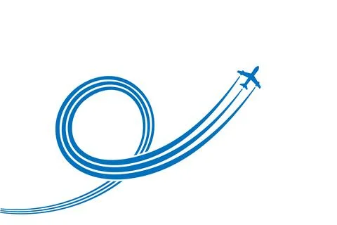 The plane draws a loop in the sky Stock Illustration