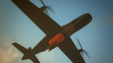 Plane dropping bomb. Aircraft bomber war military Stock Footage