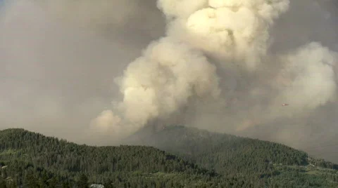 Plane dropping fire retardent on wildfire Stock Footage 877520
