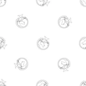Plane on earth pattern seamless Illustrazione stock