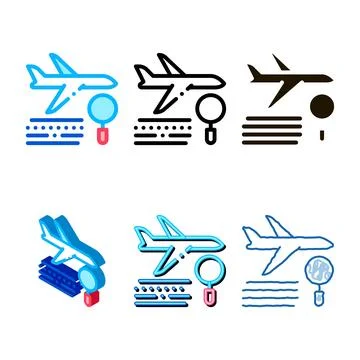 Plane edition magnifier icon vector outline Stock Illustration